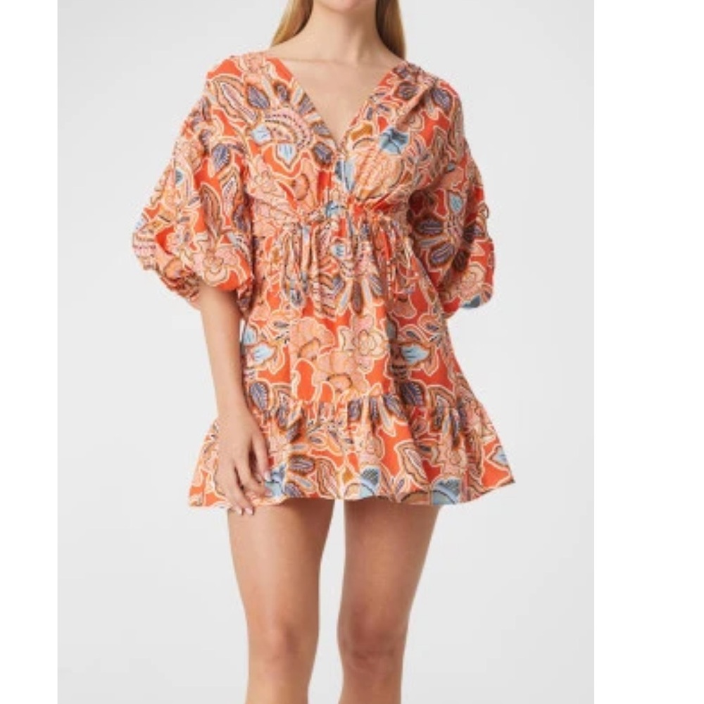 Misa Los Angeles Orange Floral Mini Dress
